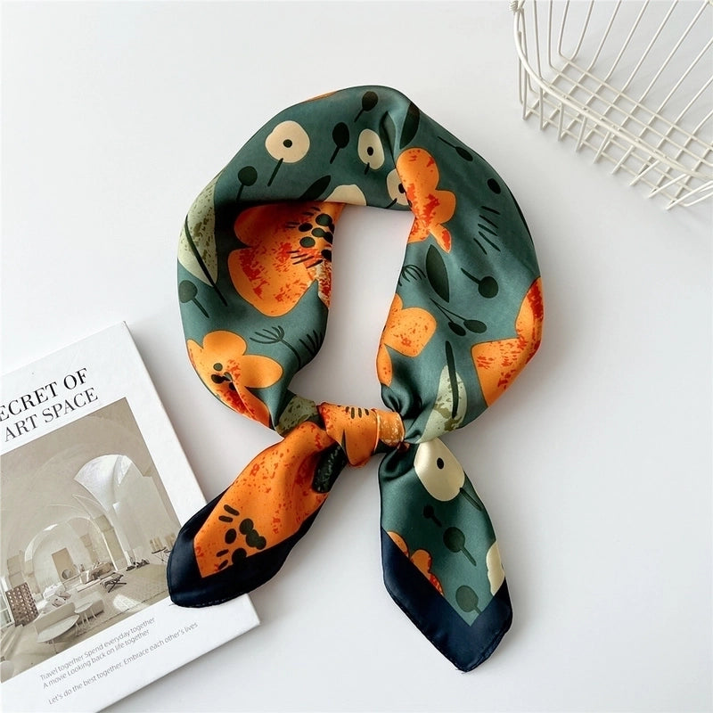 Women's Preppy Style Sweet Minimalist Plant Polyester Printing Silk Scarf