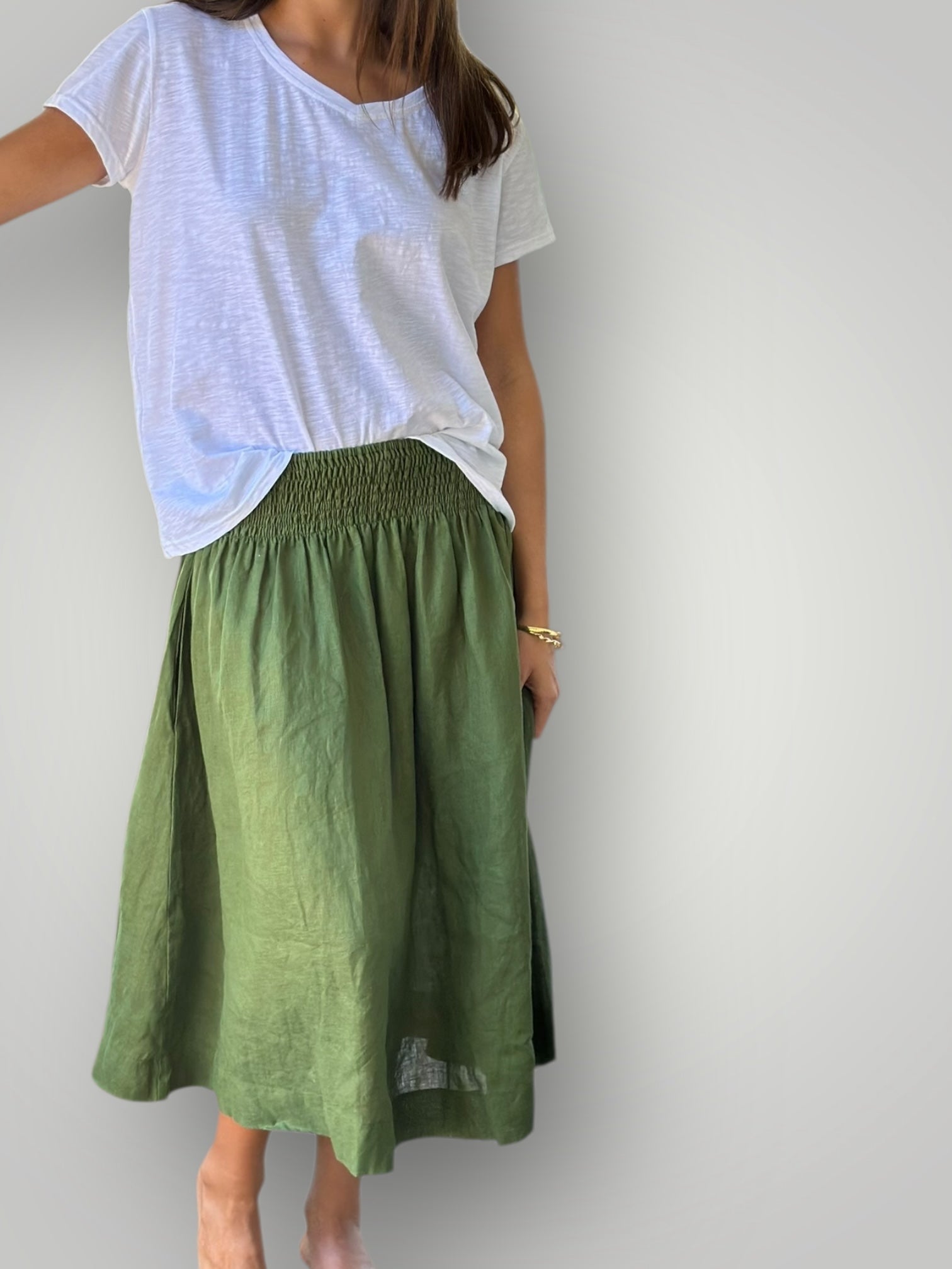 lola skirt - moss linen