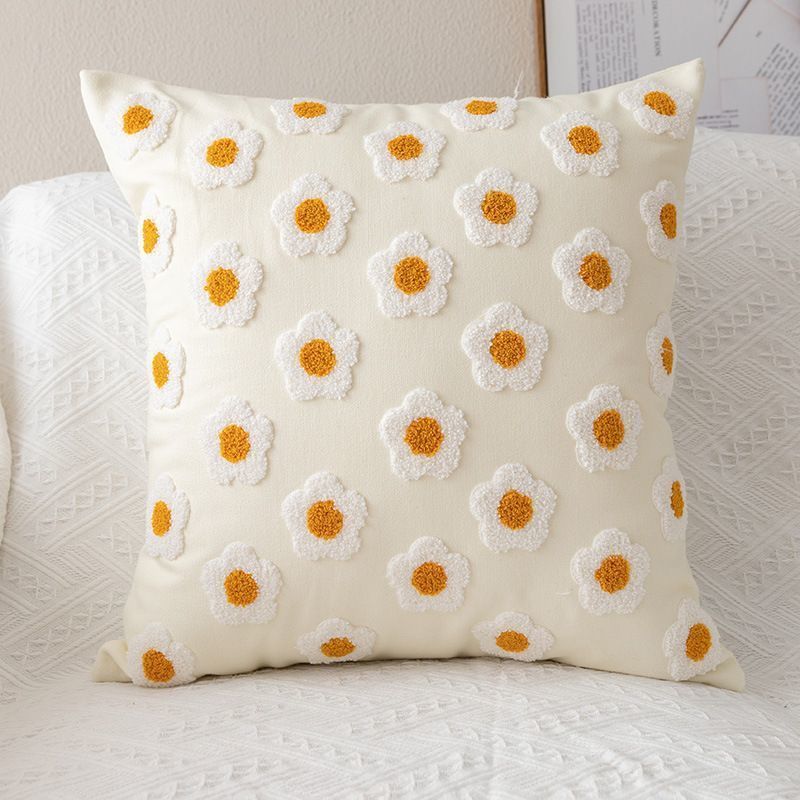 Embroidered Daisy Pillow Sofa Pillow