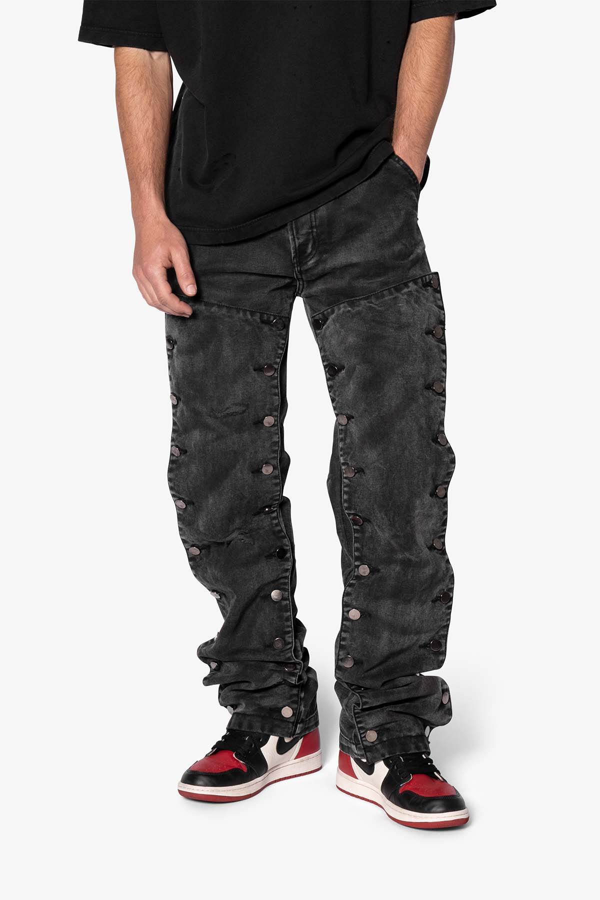 V624 Snap Off Baggy Pants - Vintage Black