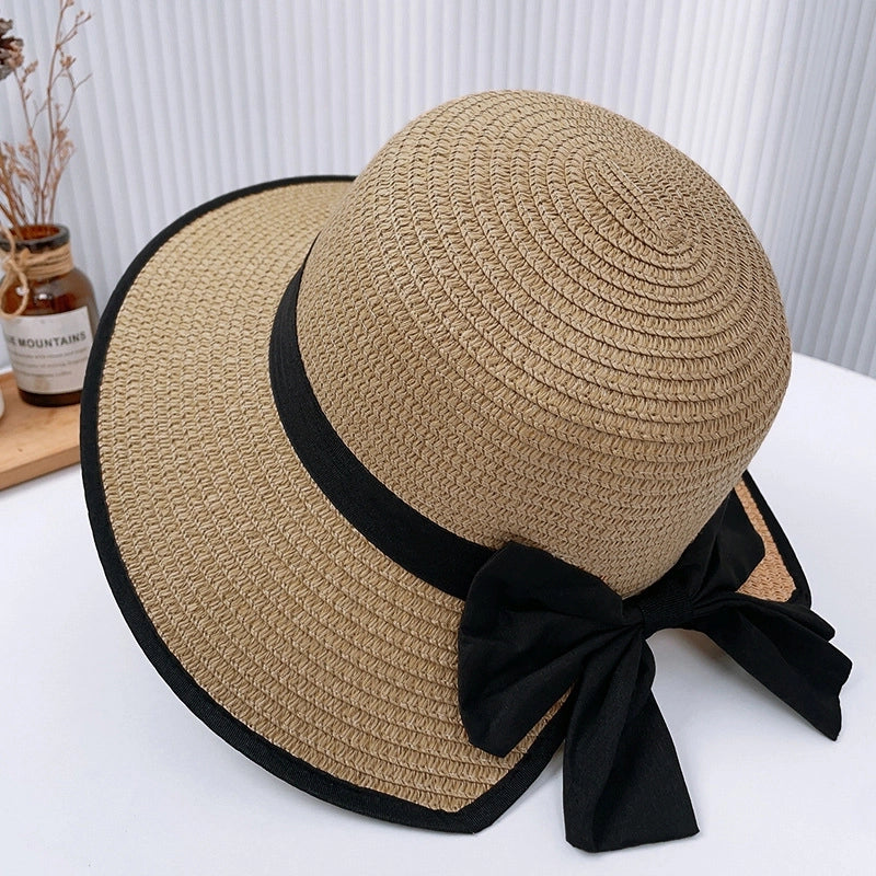 Women's Vacation Color Block Flat Eaves Straw Hat