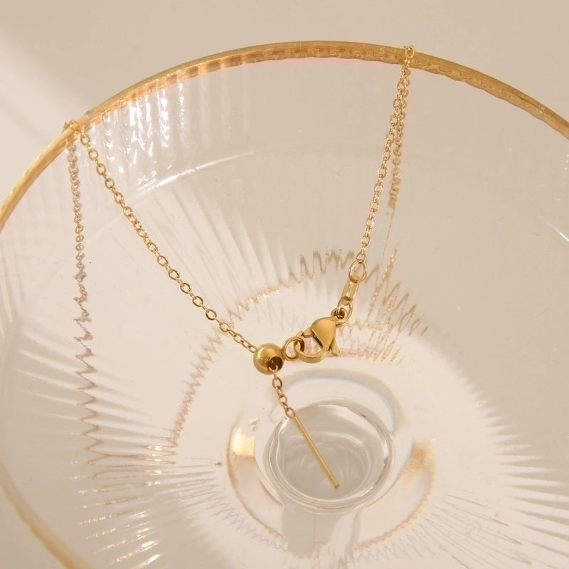 5 Pieces Basic Commute Solid Color 304 Stainless Steel 18K Gold Plated Necklace
