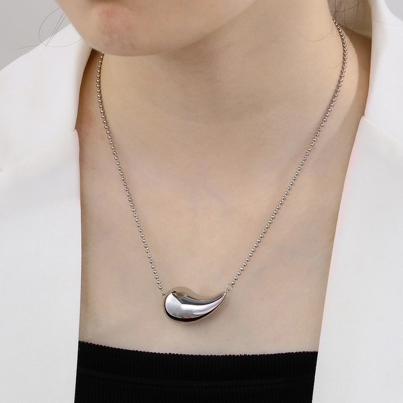Minimalist Commute Water Droplets Solid Color Stainless Steel 18K Gold Plated Plating Chain Necklace