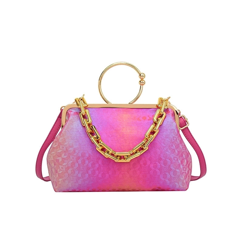 Women's Small Pu Leather Color Block Streetwear Shell Clasp Frame Shoulder Bag Crossbody Bag Dome Bag