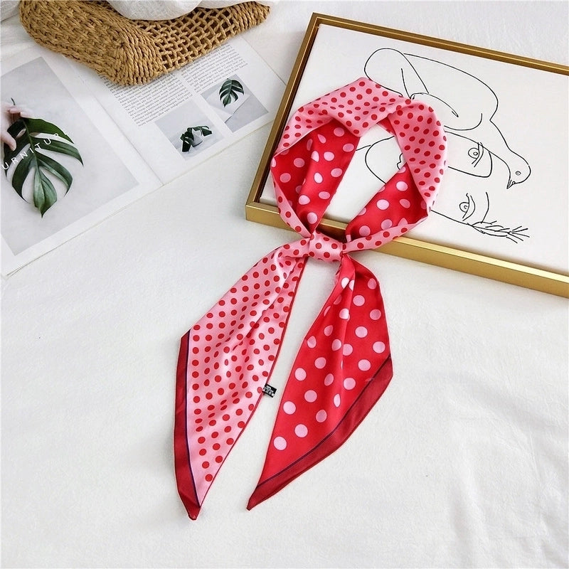 Unisex Sweet Polka Dots Polyester Printing Silk Scarves