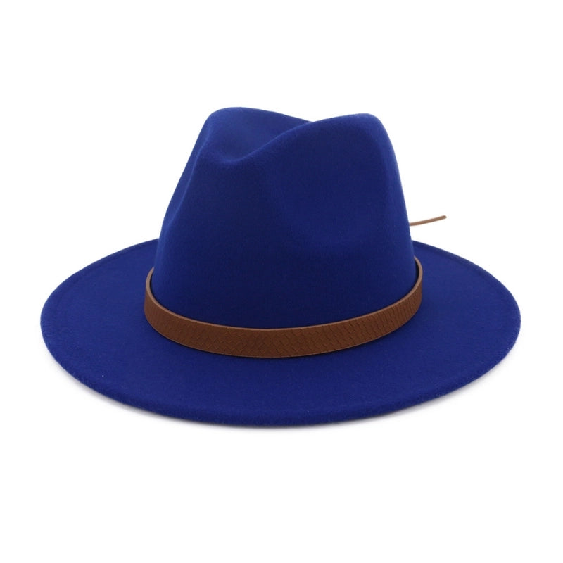 New Wool Top Hat Women's Leather Accessories Fashion Hat Outdoor Flat Brim Big Brim Jazz Hat