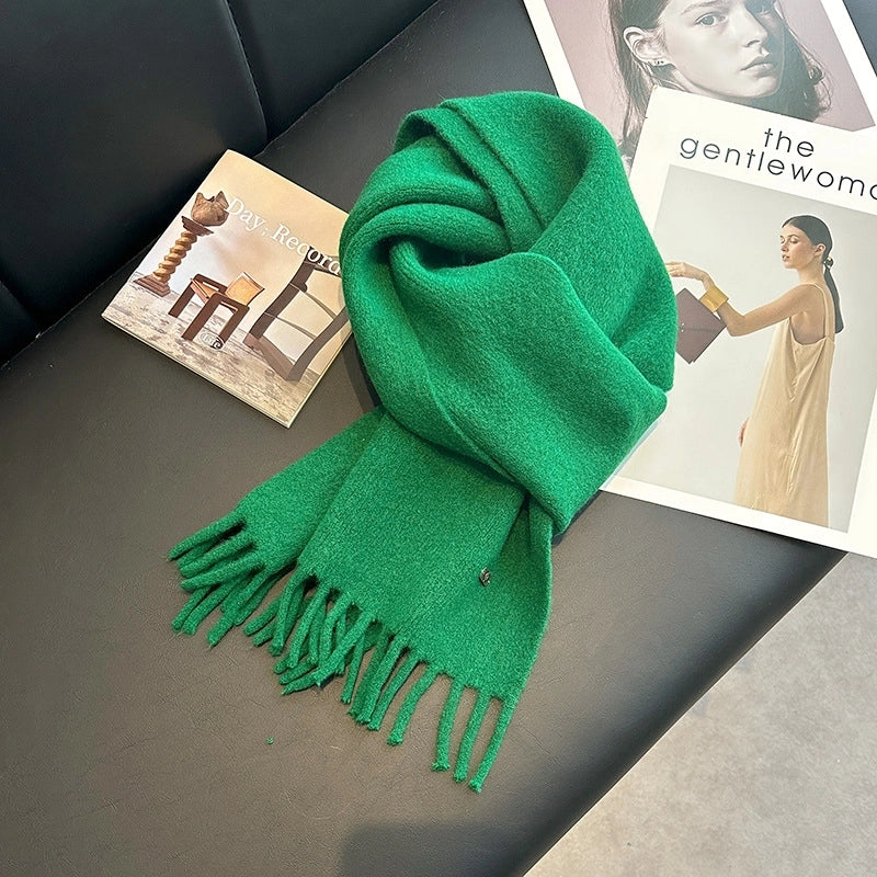 Women's Sweet Solid Color Fleece Scarf
