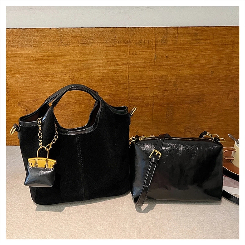 Women's Small PU Solid Color Streetwear Bucket Magnetic Buckle Bucket Bag