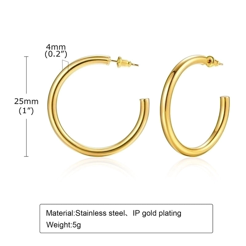 1 Pair Minimalist Solid Color 304 Stainless Steel Gold Plated Stainless Steel Earrings