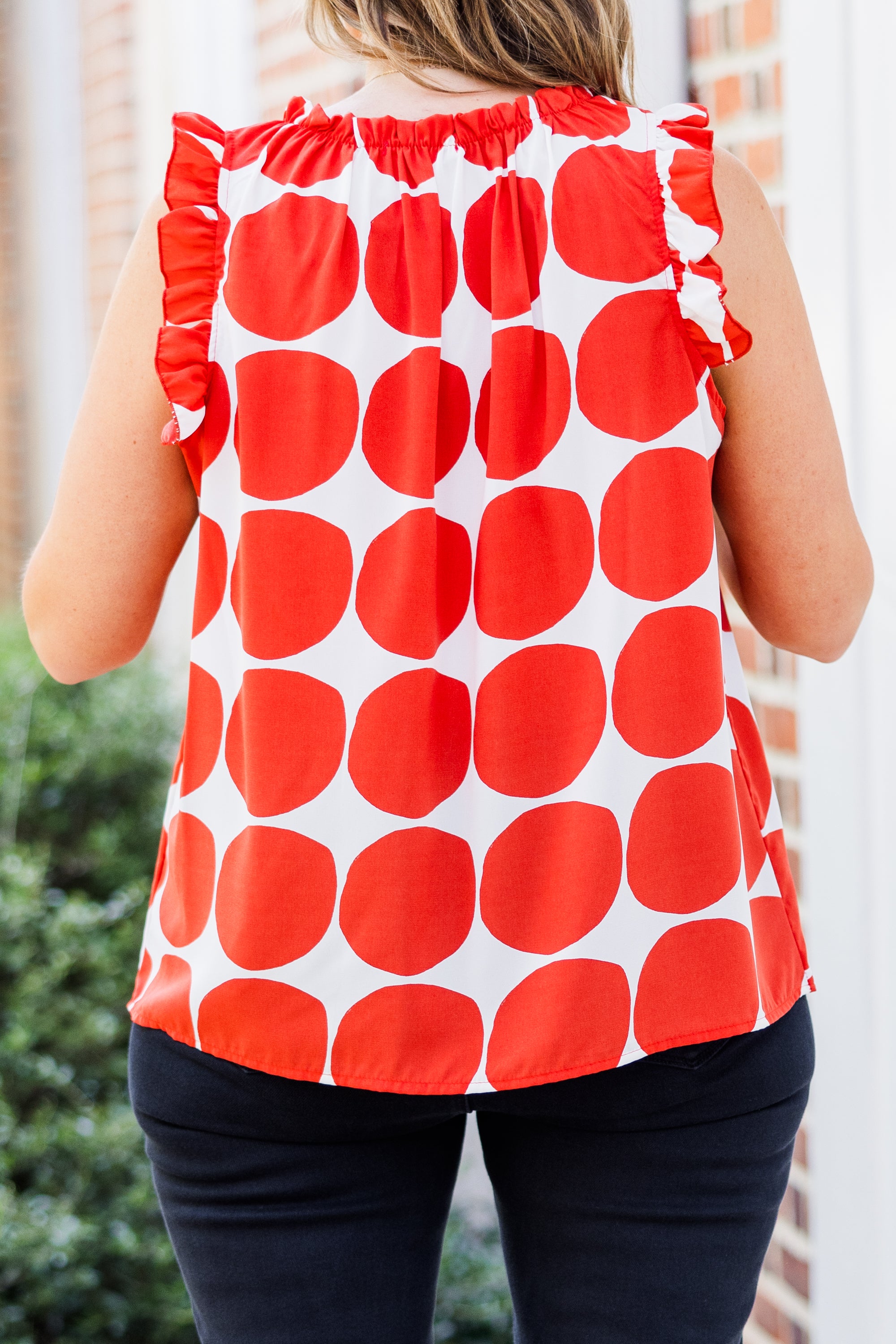 Calm Before The Score Top. Tomato Red