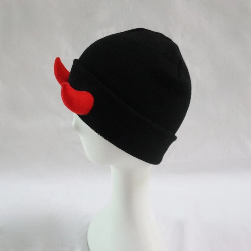 Little Devil Knitted Hat Men's Trendy Ear Protection Wool Hat Women's Autumn And Winter Warm Big Head Circumference Couple Hat