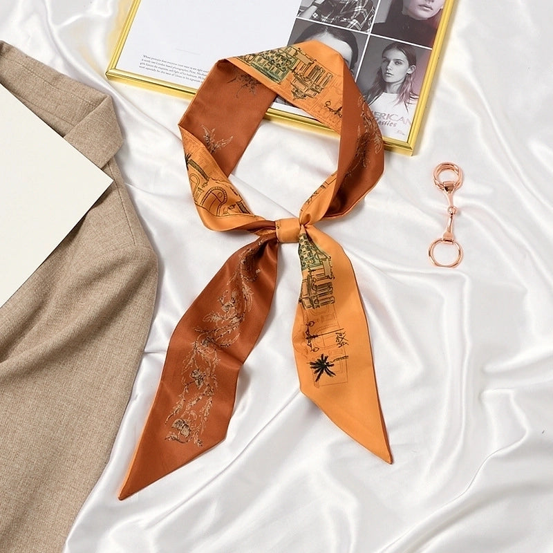 Women's Lady Geometric Satin Silk Scarf