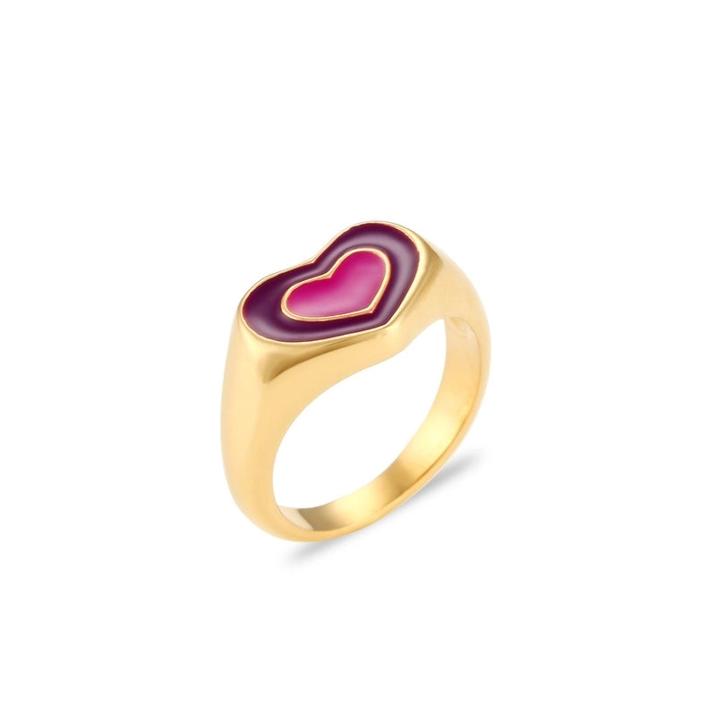 Fashion Heart Shape 304 Stainless Steel 18K Gold Plated Plating Rings