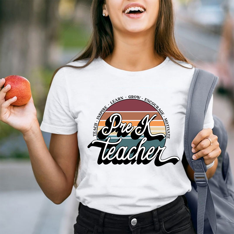 Personalized Teach Inspire Learn Grow Encourage Motivate Teacher T-Shirt