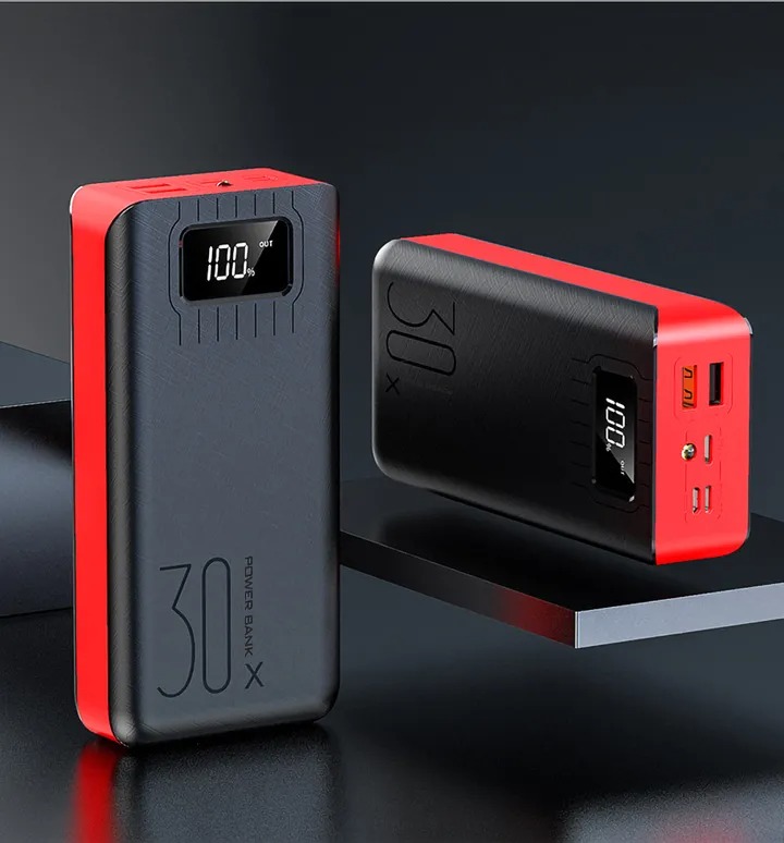 Power Bank 30000mAh TypeC Micro USB QC Fast Charging Powerbank LED Di