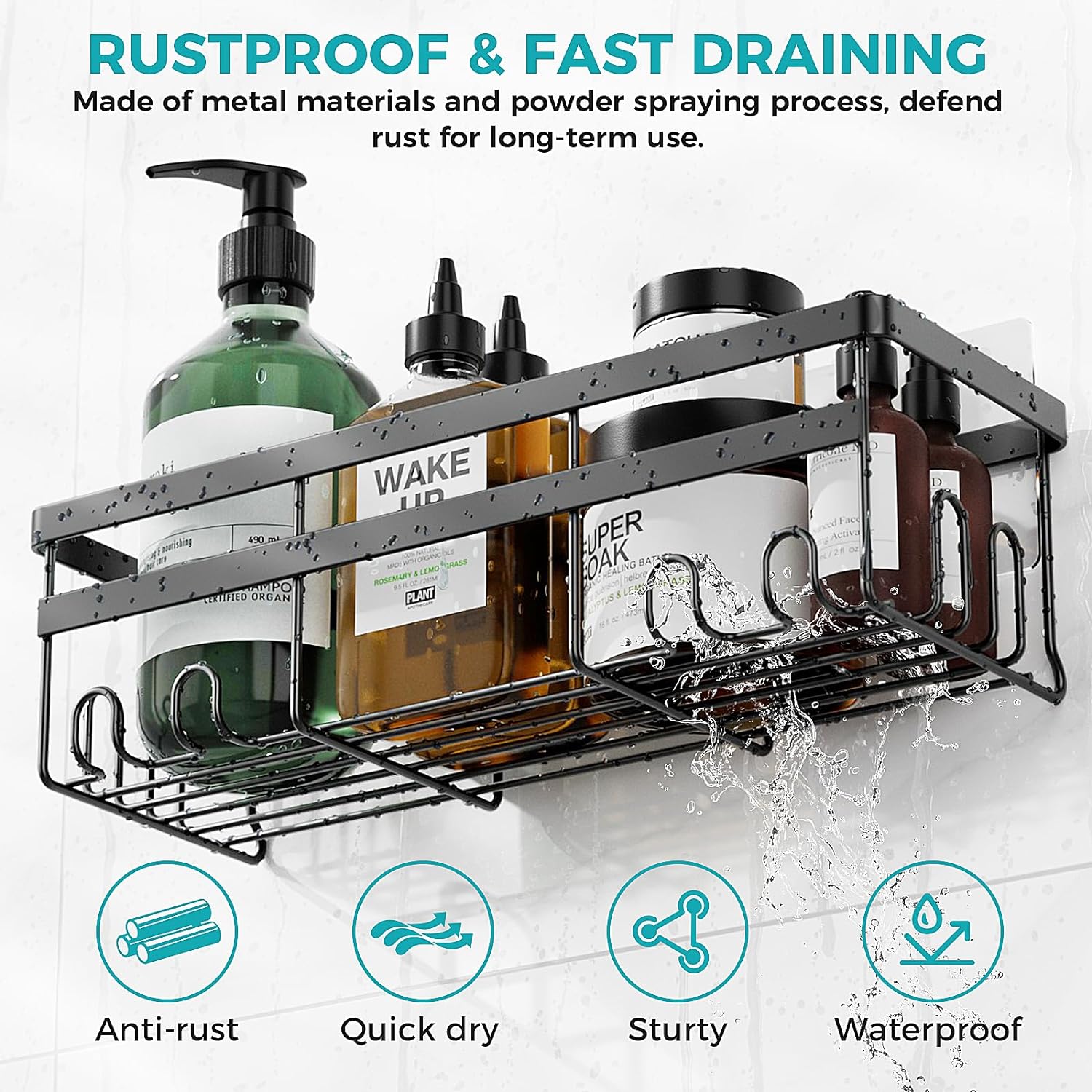 Shower Caddy. 3-Pack with Soap Holder. No Drilling Rustproof Shower Organizer with Save Space Hooks. Apartment Essentials for Bathroom