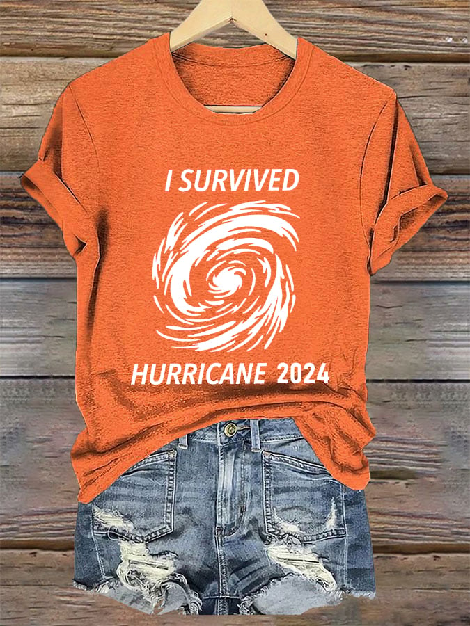 Women's 'I Survived Hurricane 2024' Print T-Shirt