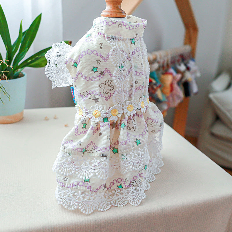 Lace Design Floral Dog Cat Dress