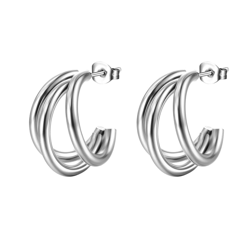 1 Pair Fashion Solid Color Plating 201 Stainless Steel 18K Gold Plated Earrings