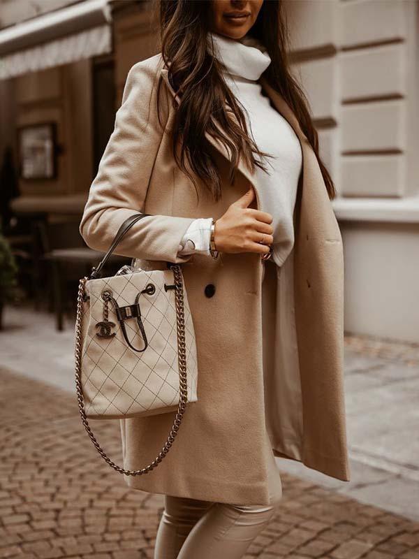 Breasted Lapel Collar Coat