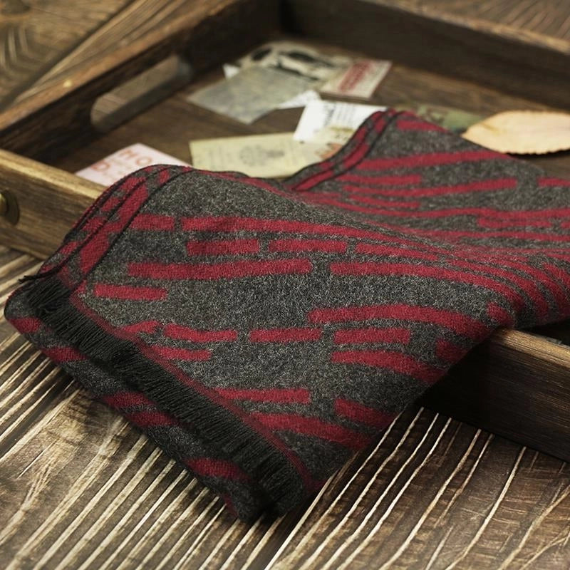 Men's Scarf Autumn And Winter Cashmere Fashion Casual Warm Scarf Plaid Black And White Distinctive Pattern Blue Fashion