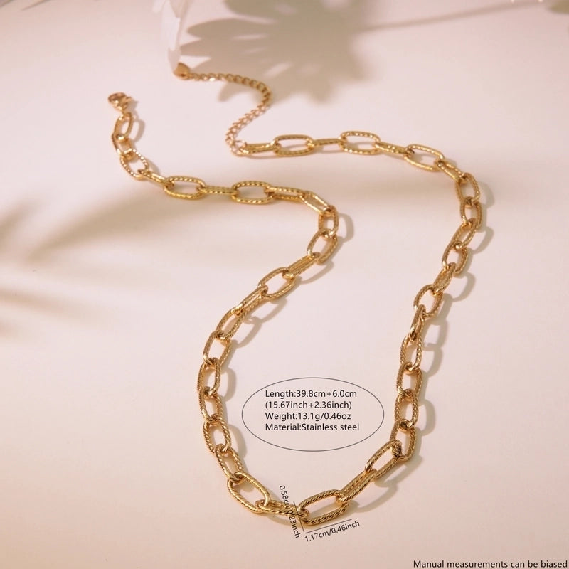 Minimalist Classic Style Cool Style Solid Color 304 Stainless Steel 18K Gold Plated Necklace