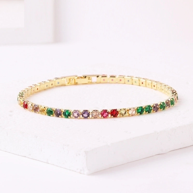 Copper Inlay Round Zircon Copper Bracelets