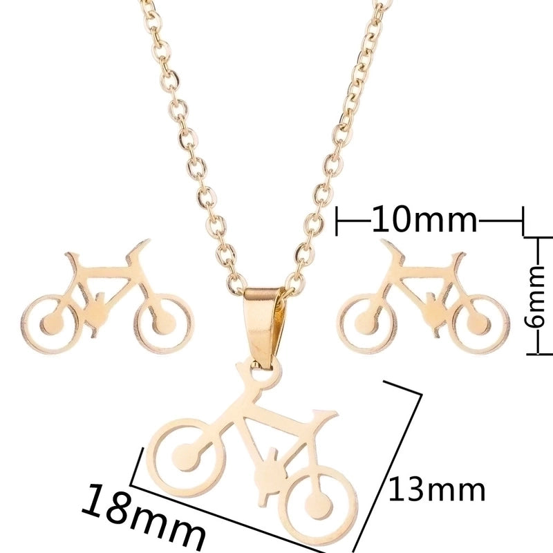Fashion Heart Shape Butterfly Stainless Steel Plating Earrings Necklace 1 Set