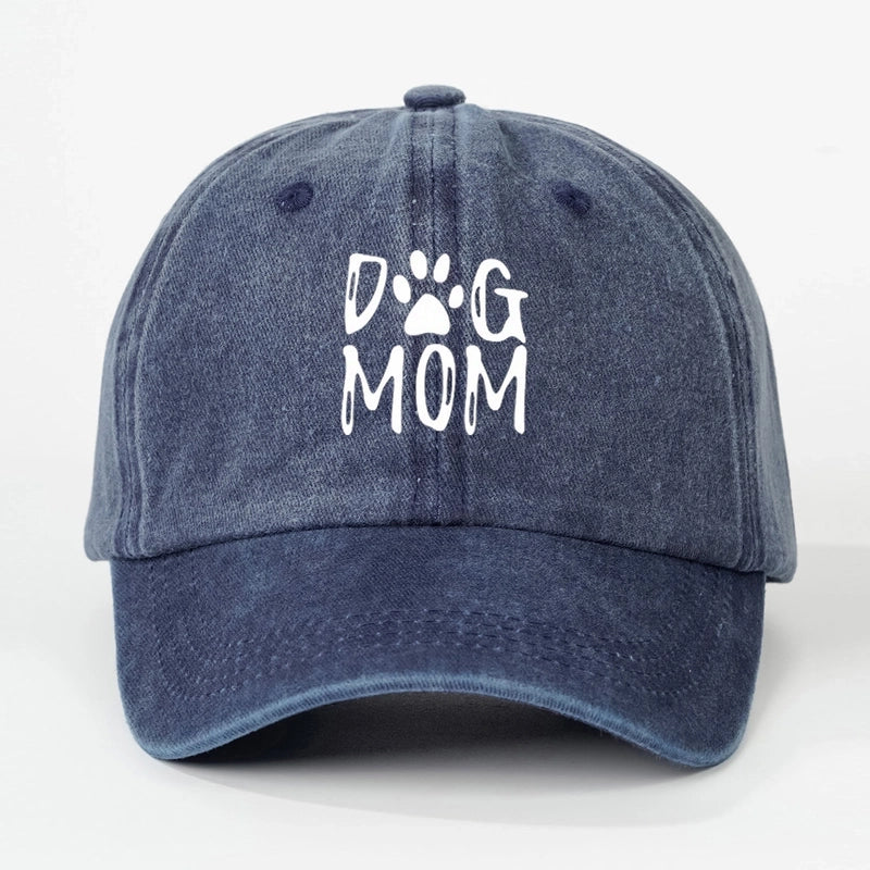 Hot Hat Printing DOG MOM Custom Washed Baseball Cap Men's And Women's Outdoor Sunscreen Soft Top Cap