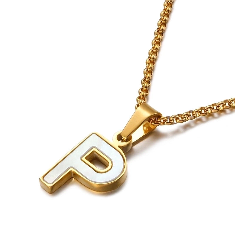 Simple Shell English Letter Titanium Steel Necklace