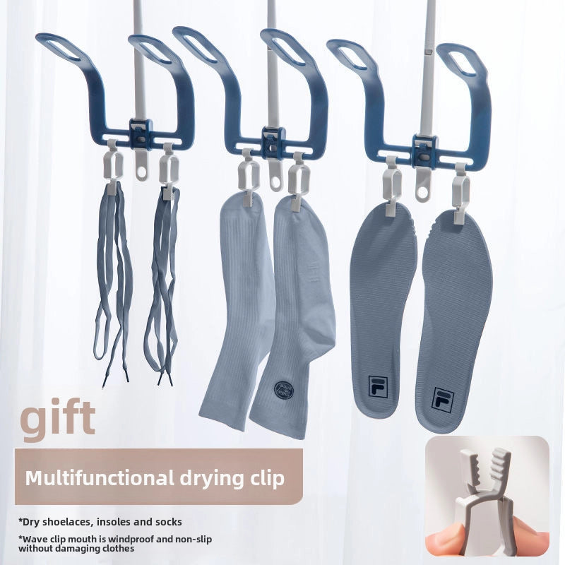 Shoe Rack Artifact With Draining Student Dormitory Balcony Drying Multifunctional Folding Rotating Shoe And Socks Clip