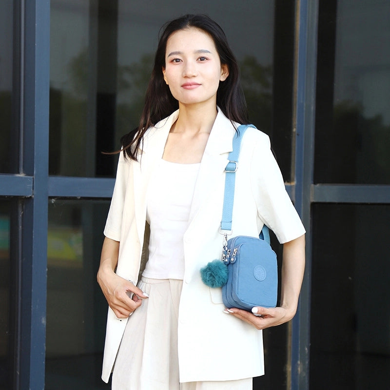 Women's Oxford Cloth Solid Color Streetwear Square Zipper Phone Wallets Crossbody Bag