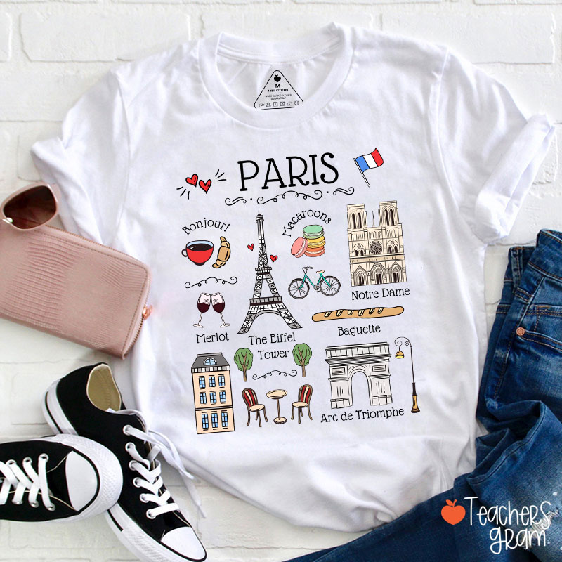 Eiffel Tower French Landmarks French Teacher T-Shirt