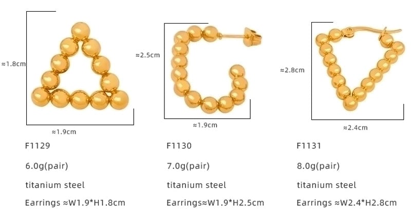 1 Pair Retro Streetwear Solid Color Plating Titanium Steel 18K Gold Plated Earrings