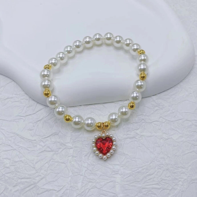 Sweet Imitation Pearl Heart Shape Pet Collar