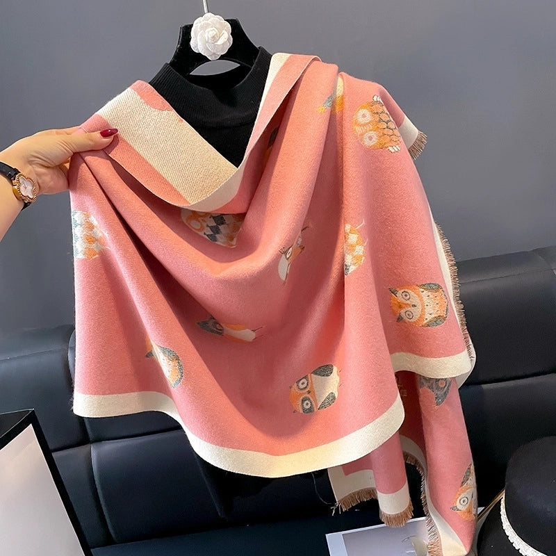 Women's Cute Sweet Owl Polyester Shawl