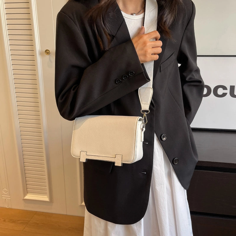 Women's Small Pu Leather Solid Color Elegant Square Magnetic Buckle Shoulder Bag Crossbody Bag
