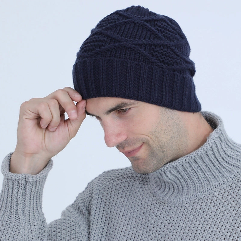 Unisex Basic Solid Color Argyle Eaveless Wool Cap