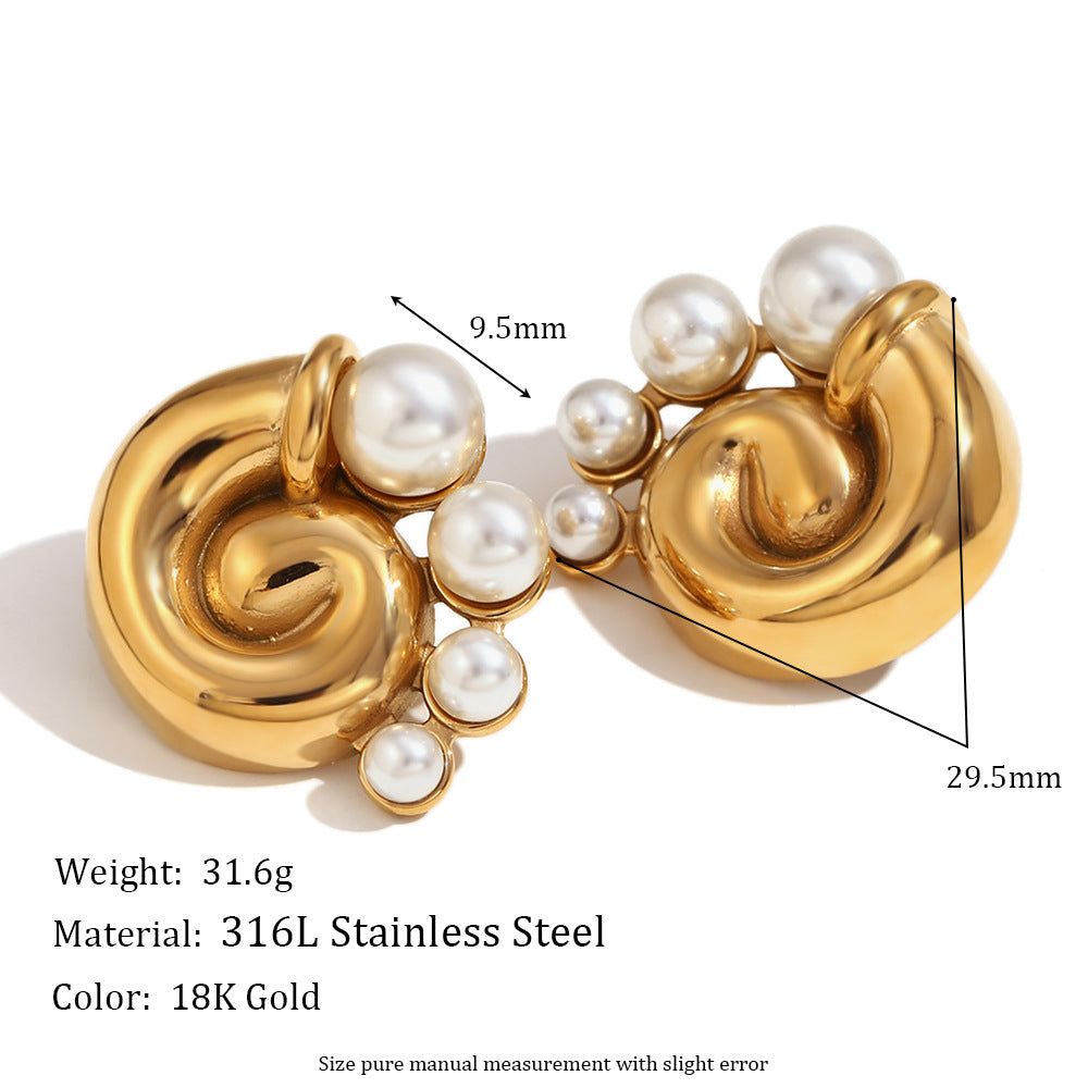 Fashion Circle Geometric Stainless Steel 18K Gold Plated Earrings