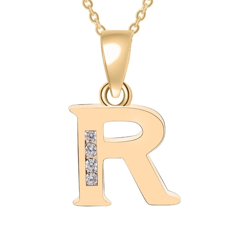 Minimalist Letter Copper Plating Inlay Zircon Pendant Necklace