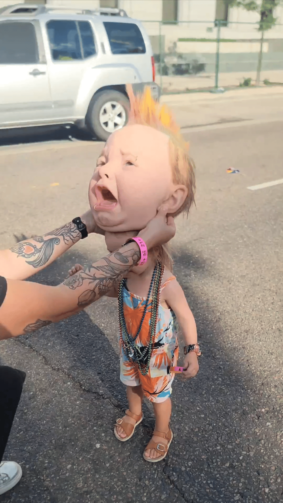 Creepy and hilarious Latex Head Masks (Crying punk baby)