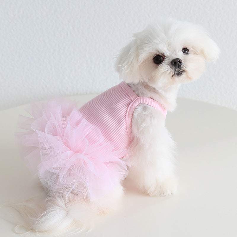 Multi-color Cotton Dog Cat Lace Dress