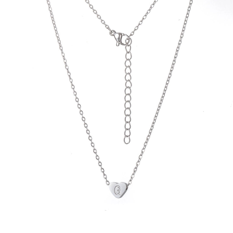 Stainless Steel Titanium Steel 18K Gold Plated Minimalist Letter Heart Shape None Pendant Necklace