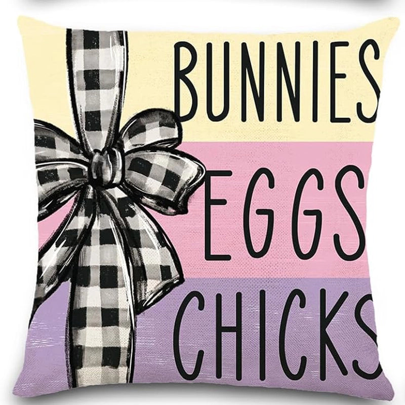 Easter Cute Classic Style Rabbit Letter Linen Pillow Cases Couch & Sofa Decor