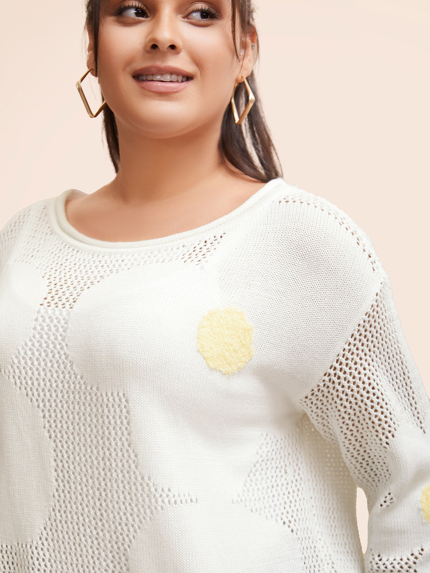 Cotton Crochet Floral Cut Out Pullover