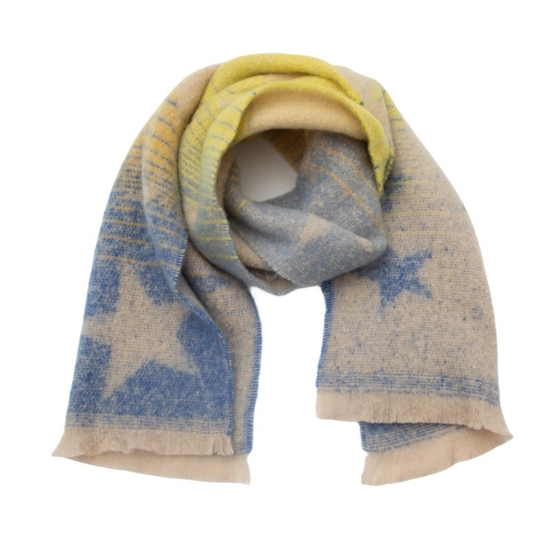 Women's Casual Minimalist Color Block Star Polyester Scarf