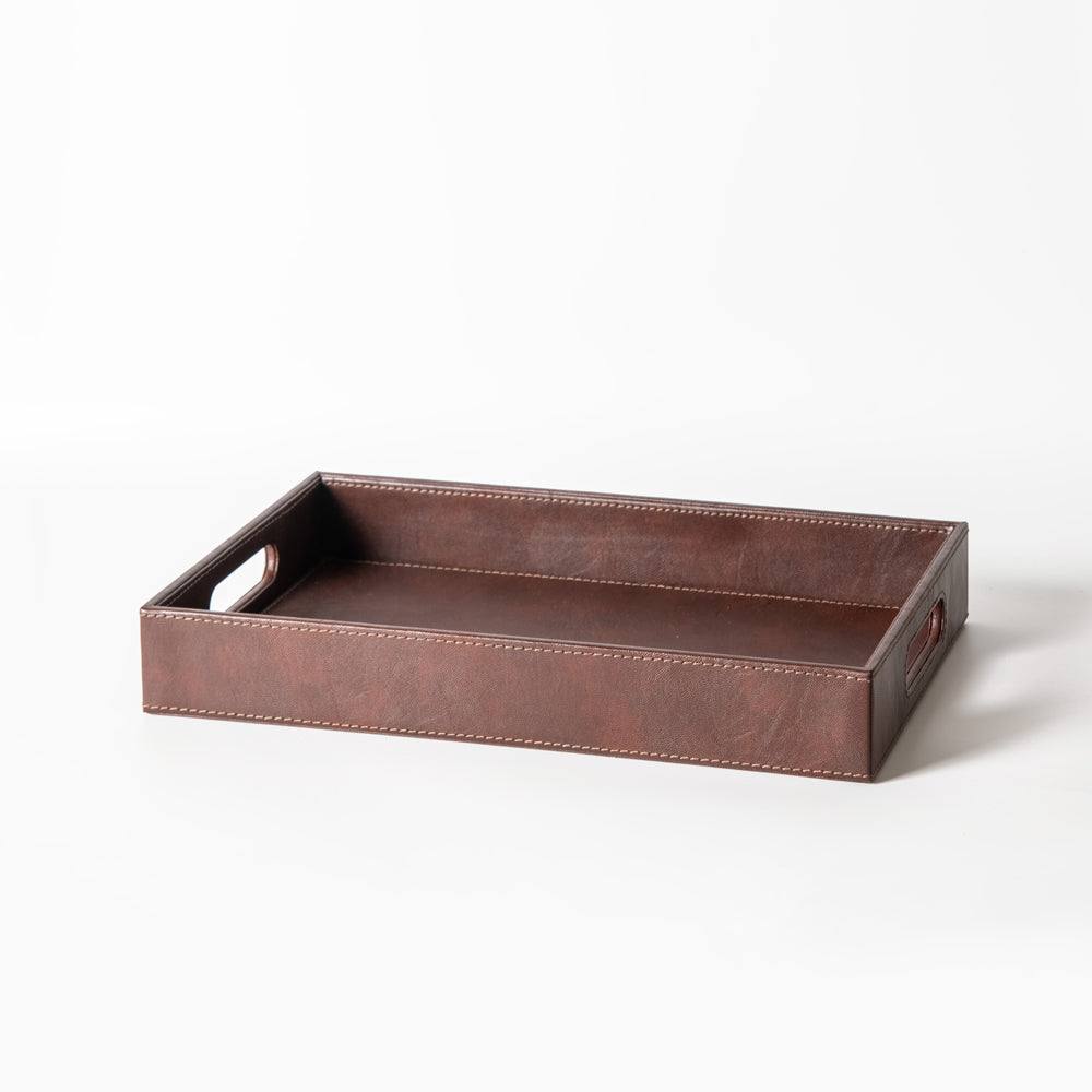 Savoy Rectangle Tray with Handle - Brown