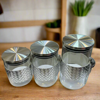 New Luxury Airtight Silver Jars With Spoon