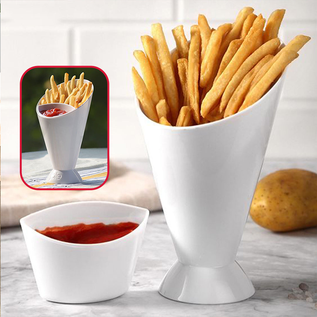 French Fries Dip Cone Cup With Sauce Holder