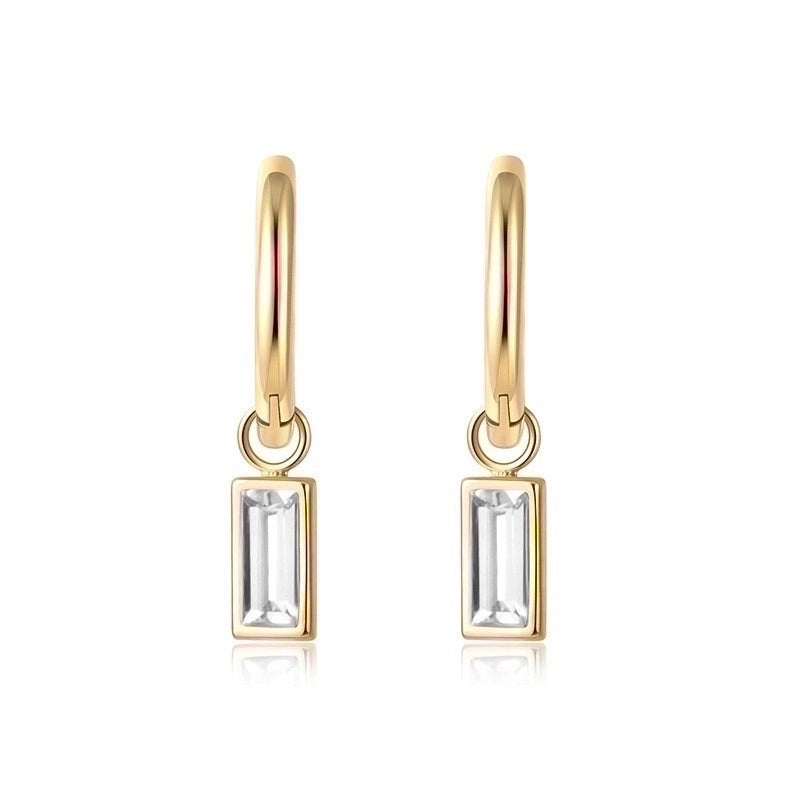 1 Pair Casual Oval Heart Shape Rectangle Enamel Plating Inlay 304 Stainless Steel Zircon Drop Earrings